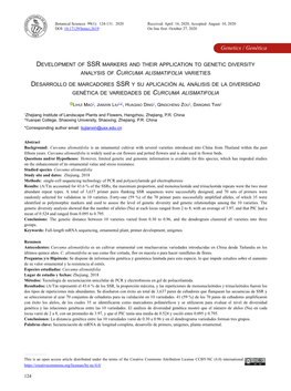 Development of Ssr Markers and Their Application to Genetic Diversity Analysis of Curcuma Alismatifolia Varieties