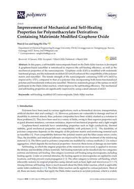 Improvement of Mechanical and Self-Healing Properties for Polymethacrylate Derivatives Containing Maleimide Modiﬁed Graphene Oxide