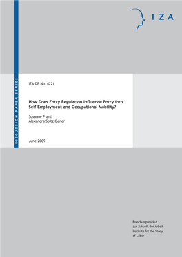 How Does Entry Regulation Influence Entry Into Self-Employment and Occupational Mobility?