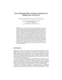 Process Migration Effects on Memory Performance of Multiprocessor Web-Servers