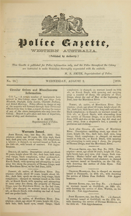 No. 23.] WEDNESDAY, AUGUST 2. [1876. Circular Orders And