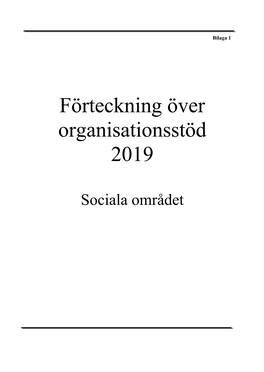 Förteckning Över Organisationsstöd 2019