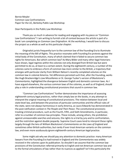 1 Bernie Meyler Common Law Confrontations Paper for the UC