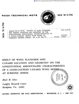 Effect of Wing Planform and Canard Location and Geometry on the of a Close-Coupled Canard Wing Mo