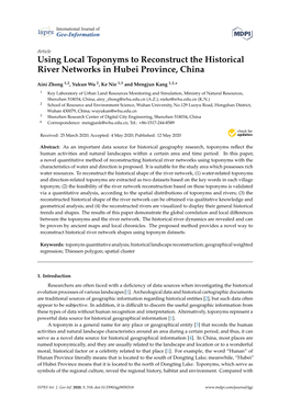 Using Local Toponyms to Reconstruct the Historical River Networks in Hubei Province, China