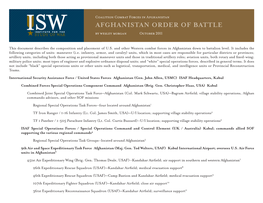 Afghanistan Order of Battle by Wesley Morgan October 2011