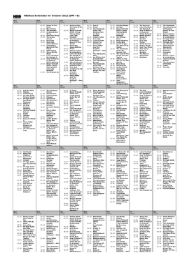 Hboasia Schedules for October 2012 (GMT +8)