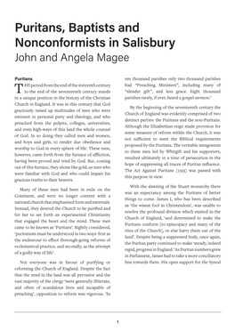 Puritans, Baptists and Nonconformists in Salisbury John and Angela Magee