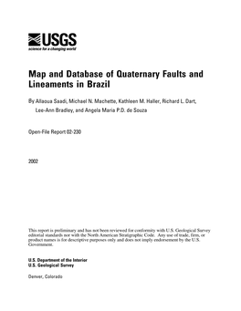 Map and Database of Quaternary Faults and Lineaments in Brazil