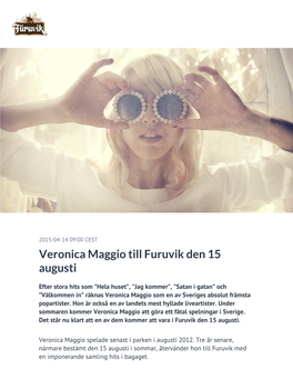 Veronica Maggio Till Furuvik Den 15 Augusti