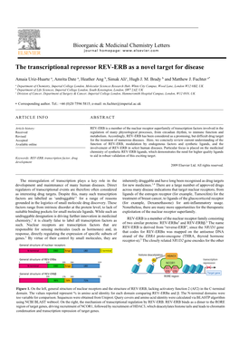 The Transcriptional Repressor REV-ERB As a Novel Target for Disease