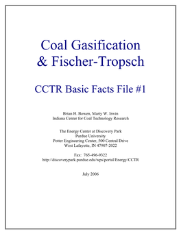 Coal Gasification & Fischer-Tropsch