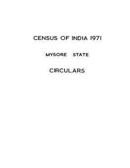 Circulars-Census of India 1971, Mysore