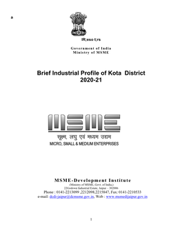 Brief Industrial Profile of Kota District 2020-21