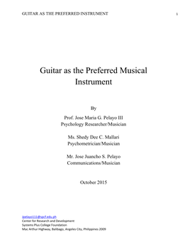 Guitar As the Preferred Musical Instrument