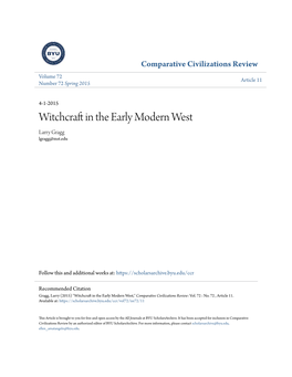 Witchcraft in the Early Modern West,