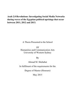 Investigating Social Media Networks During Waves of the Egyptian Political Uprisings That Occur Between 2011, 2012 and 2013