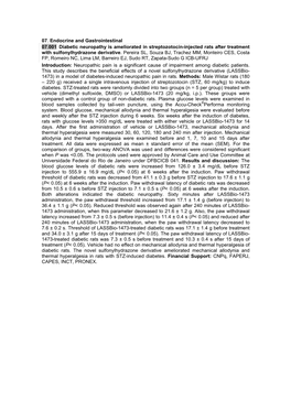 07. Endocrine and Gastrointestinal 07.001 Diabetic Neuropathy Is Ameliorated in Streptozotocin-Injected Rats After Treatment with Sulfonylhydrazone Derivative