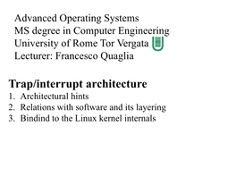 Trap/Interrupt Architecture 1