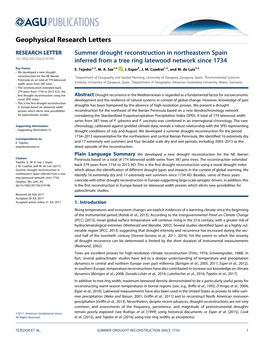 Summer Drought Reconstruction in Northeastern Spain Inferred from A