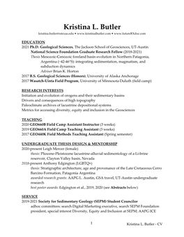 Kristina L. Butler Kristina.Butler@Utexas.Edu • •