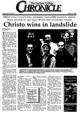 Chri Sto Wins in L Andslid E by BRAD PETERS Chronicle Staff She People Have Spoken