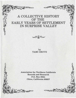 A Collective History of the Early Years of Settlement in Surprise Valley