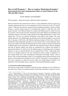 How to Sell Weapons ? – How to Analyse Marketing Strategies? International Fairs and Communication Policy of Arms Producers in the 19Th and 20Th Century