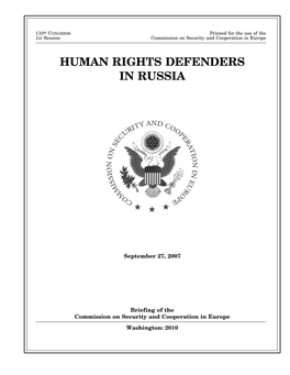 Human Rights Defenders in Russia