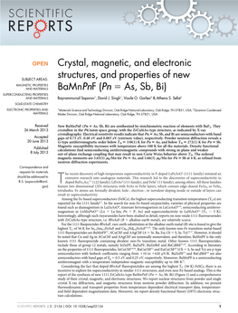 Crystal, Magnetic, and Electronic Structures, and Properties