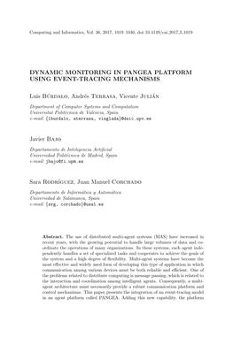 Dynamic Monitoring in Pangea Platform Using Event-Tracing Mechanisms