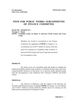 Feasibility Study on Route 11 (Between North Lantau and Yuen Long)