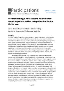 Recommending a New System: an Audience- Based Approach to Film Categorisation in the Digital Age