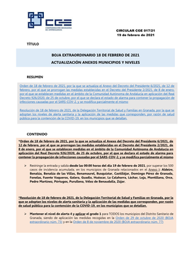 Boja Extraordinario 18 De Febrero De 2021 Actualización Anexos Municipios Y Niveles