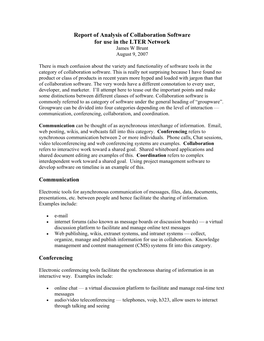 Collaboration Software for Use in the LTER Network James W Brunt August 9, 2007