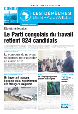 Le Parti Congolais Du Travail Retient 824 Candidats