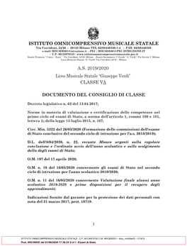 “Giuseppe Verdi” CLASSE VA DOCUMENTO DEL