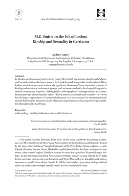 M.G. Smith on the Isle of Lesbos: Kinship and Sexuality in Carriacou