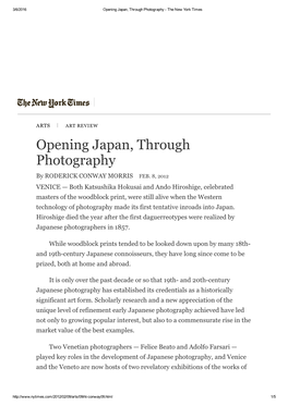Opening Japan, Through Photography ­ the New York Times