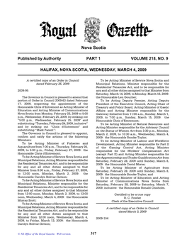 NS Royal Gazette Part I