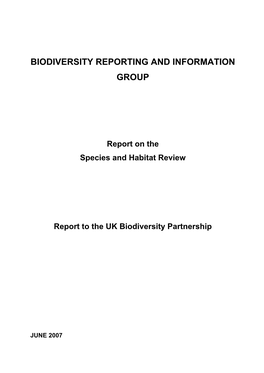 Report on the Species and Habitats Review June 2007