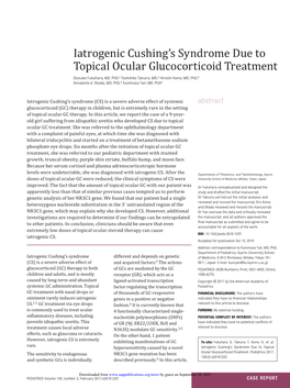 Iatrogenic Cushing's Syndrome Due to Topical Ocular Glucocorticoid Treatment Daisuke Fukuhara, Toshihiko Takiura, Hiroshi Keino, Annabelle A