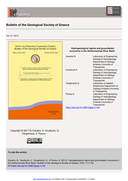 Bulletin of the Geological Society of Greece