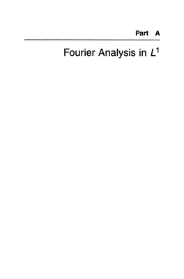 Fourier Analysis in L1 Introduction