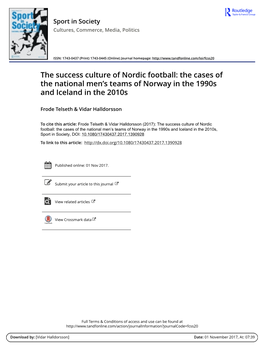 The Success Culture of Nordic Football: the Cases of the National Men's