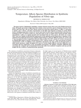 Temperature Affects Species Distribution in Symbiotic Populations of Vibrio Spp