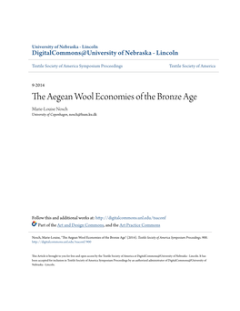 The Aegean Wool Economies of the Bronze Age Marie-Louise Nosch University of Copenhagen, Nosch@Hum.Ku.Dk