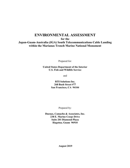 ENVIRONMENTAL ASSESSMENT for the Japan-Guam-Australia (JGA) South Telecommunications Cable Landing Within the Marianas Trench Marine National Monument