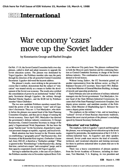 War Economy 'Czars' Move up the Soviet Ladder