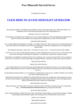 Free Minecraft Survival Server